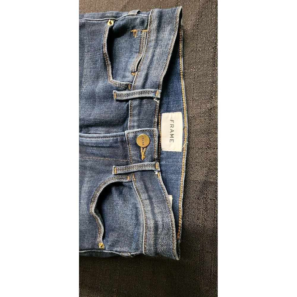 Frame Jeans Women's 25 Le High‎ Straight Leg Cropped Dark Blue Stretch Denim EUC - Picture 6 of 11
